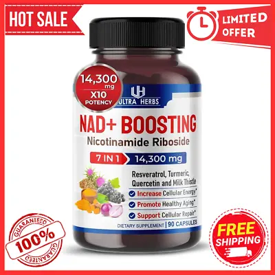 NAD+ Boosting Supplement 14300Mg NR With Resveratrol Quercetin Milk Thistle NEW • $22.35