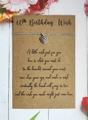 £2.85 • Buy 60th Birthday Wish Happy Birthday - Wish Bracelet With Charm