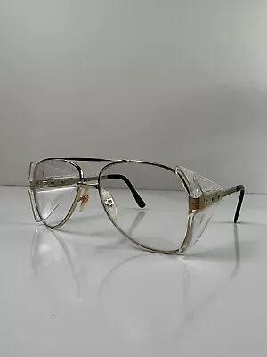 Vintage 1980s Crews Engineer Safety Glasses Z87 Taiwan Clear Lens Gold Aviators • $15