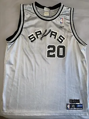 Reebok Manu Ginobili San Antonio Spurs Jersey Retro Silver Alternative NBA • $250