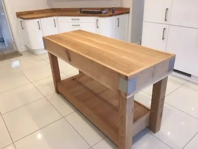 Oak Butchers Block Kitchen Island Rustic Reclaimed Made From Solid English Oak  • £2091.56