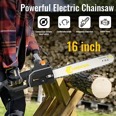 16  Electric Chainsaw Wood Cutter 1600W Corded Powerful Handheld Chain Saw 2024 • £43.99