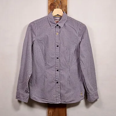 Tom Joules Ladies 'Kingston' Purple Check Semi-Fitted Shirt 100% Cotton UK 10 • $18.68