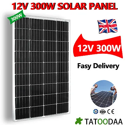 300Watt Solar Panel Mono 12V RV Home Boat Off Gird Battery Charge Power Caravan • £160