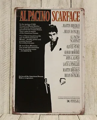 Scarface Movie Poster Tin Metal Sign Vintage Style Ad Al Pacino Tony Montana XZ • $7.77
