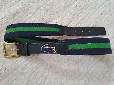 Lacoste Woven Blue Green Leather Buckle Belt Size 39/75 • £5