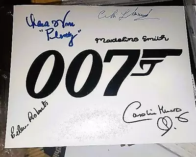 5 Actors 007 JAMES BOND  SIGNED Coa LANA WOOD SMITH ROBERTS MUNCKE MUNRO • $89