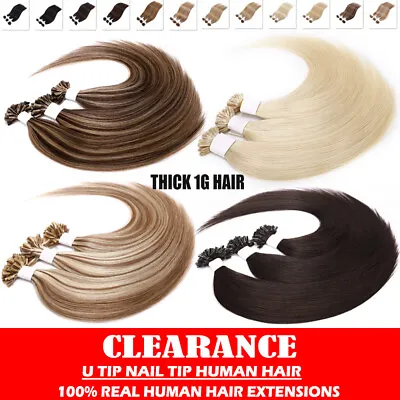 100G Russian Keratin Nail-U-Tip Hair Pre Bonded Remy Human Hair Extensions 1g US • $54.57