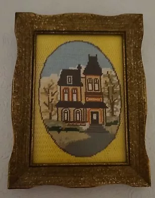 Vintage Needlepoint Picture Of A Victorian House • $35