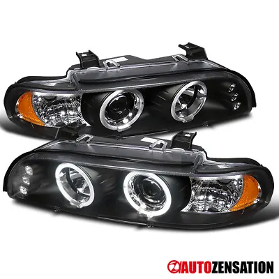 Fit 1996-2003 BMW E39 528i 540i LED Halo Black Projector Headlights Left+Right • $167.99