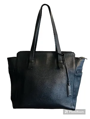 Lg Mauro Governa Italian Black Grained Leather Tote Handbag Purse • $145
