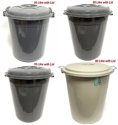 50L 50 Litre Large Plastic Bin Dustbin Storage Unit With Locking Lid Home Garden • £17.99