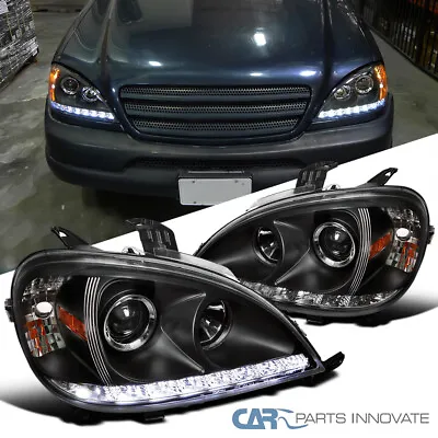 Black Fits 2002-2005 Mercedes W163 ML350 ML500 ML LED Strip Projector Headlights • $215.95