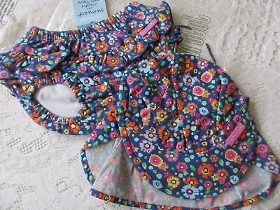 New Jojo Maman Bebe Girls Meadow Swim Nappy 3-6 Months & Swim/sun Hat 0-6 Months • £10