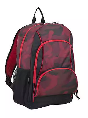 Unisex Triple Pocket Backpack Red Camoflauge • $21.56