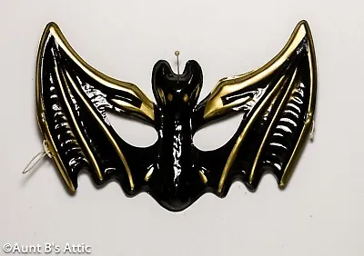 Bat Mask Black & Gold Plastic Halloween / Mardi Gras Eye Mask W/ Elastic • $1.98