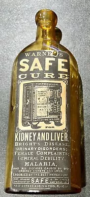 70s Warners Safe Cure Kidney And Liver Quack Cure Glass Bottle Apothecary Label • $50