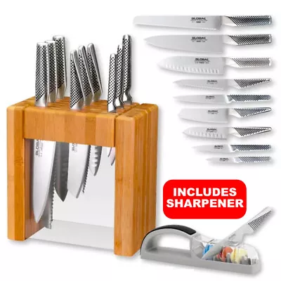 Global Ikasu X 10pc Knife Block Set  10 Piece + 3 Stage Minosharp • $675.50