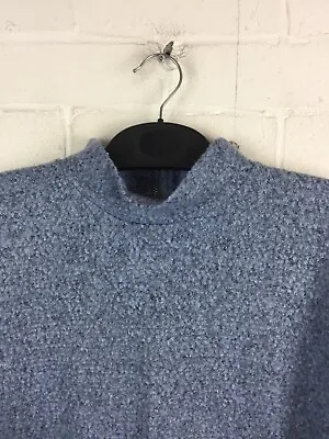 Next Blue Long Sleeve High Neck Zip Back Pullover Jumper Size UK 14 #CE • £6