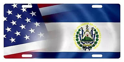 United States & El Salvador Flags LICENSE PLATE CAR Patriotic EMBLEM II • $13.57