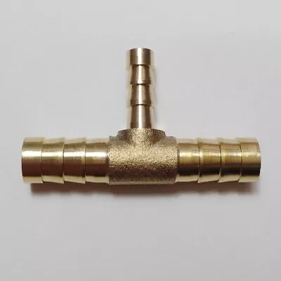 1/4  X 3/8  HOSE BARB TEE Brass Pipe 3 WAY T Fitting Gas Fuel Water Air M886 • $8.50