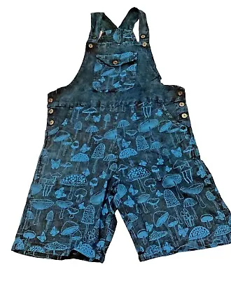 Short Blue Mushroom Hippie Festival Overalls From Nepal S/M M/L Or XL • $39.95