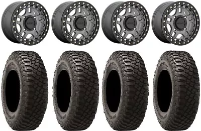 KMC Recon Beadlock 14  Wheels Gunmetal 30  BFG KM3 Tires Kawasaki Teryx Mule • $1535.96