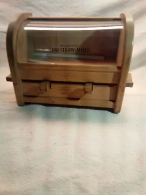 Vintage Shupp's Sani-Straw Miser Wooden Sipper Straw Dispenser Holder Diner... • $36