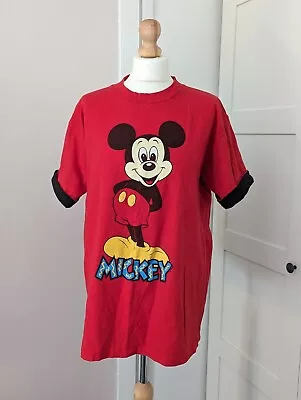 Vintage 1990'S Wellington Apparel Red Mickey Mouse T-Shirt Sz XL • £35