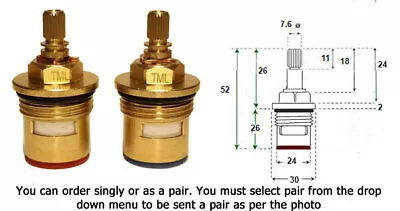 £17.48 • Buy Premium Bath Tap 3/4  Ceramic Valve Replacement Cartridges Quarter Turn Mixer