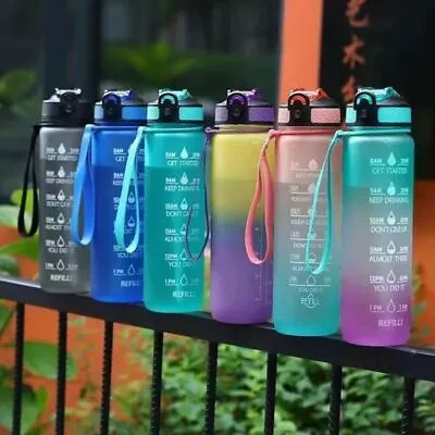 1 Litre Travel Drinking Cups With Time Maker Water Bottle Leak-proof • $25.50