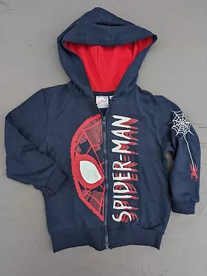 NEW! Marvel Spiderman Zip Up Hoodie Navy Boys Gift • £15.95