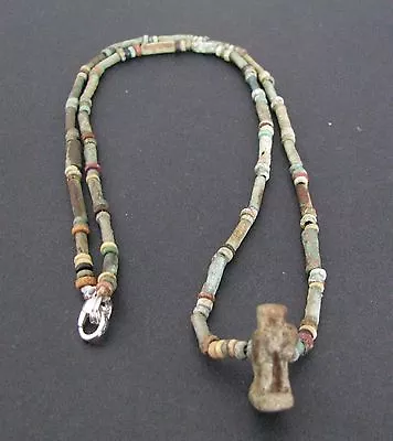 NILE  Ancient Egyptian Horus Amulet Mummy Bead Necklace Ca 1000 BC • $90