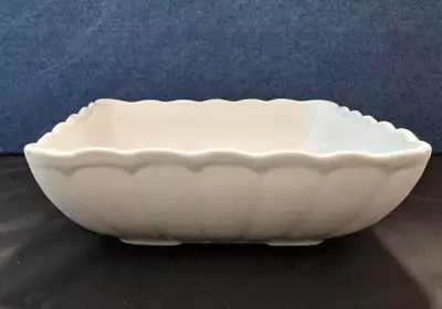 J. & G. Meakin White Ironstone China England Scalloped 9  Square Bowl Farmhouse • $54.95