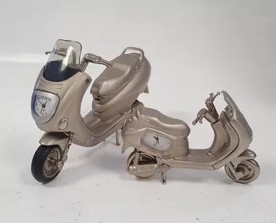 RARE Miniature Silver Colour Moped Bike Clocks Novelty Mantel Desk Collectable • £9.99