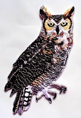 $3.99 • Buy Horned Owl IRON ON BIRD PATCH APPLIQUE 3-1/4  X 1-5/8 