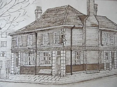 Manor Tavern Chiswick Ron Olly  Original Pen + Ink Drawing 1978. London • £28