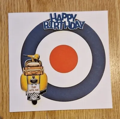 Birthday Card Handmade 3D Decoupage Mod Northern Soul Scooter Target • £3.75