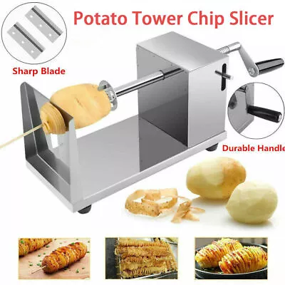 Manual Potato Spiral Slicer Tower Chip Machine Twister Cutter Stainless Steel UK • £14.99