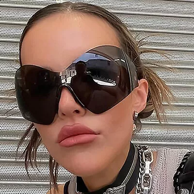 Fashion Y2K OVERSIZED One Piece Punk Sunglasses Mens Women Hip Hop Shade Glasses • $8.29