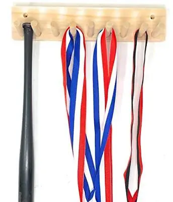 Baseball Bat Rack Display Holds Up To 8 Mini Collectible Bats Awards Medals • $24.99