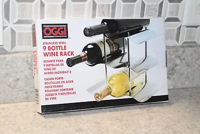 $24.99 • Buy OGGI Stainless Steel 9 Bottle Table Top Wine Rack New In Box