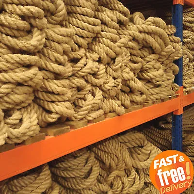£69.99 • Buy 40mm Natural Jute Rope Twisted Braided Garden Decking Cord Hand Rail 12345678910