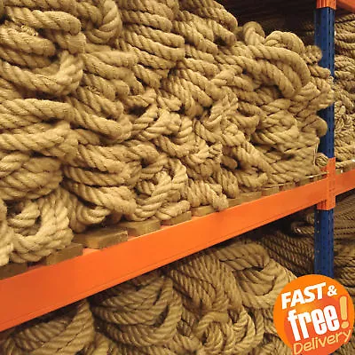 £69.99 • Buy 40mm Natural Jute Rope Twisted Braided Garden Decking Cord Hand Rail 12345678910