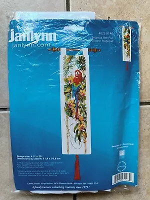 VTG JANLYNN Counted Cross Stitch 'Tropical Bell Pull' Size 4.5  X 20  • £19.99