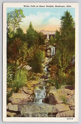 Postcard OK Muskogee Water Falls At Honor Heights • $5.06