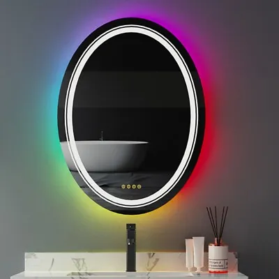 60x80cm Oval LED Bathroom Mirror Vanity Mirror RGB Color Backlit W/ Smart Touch • $131.96