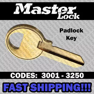 Master Lock Padlock Replacement Key Cut To Your Code 3001 - 3250 • $7.99