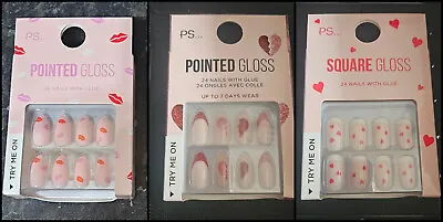 Primark False Nails - Stick On Glue -  Valentines Hearts Halloween Xmas Designs • £5.99