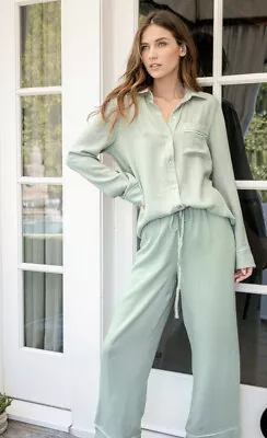 Lulus Sleepy Mornings Sage Green Pajama Set (S) • $24.99